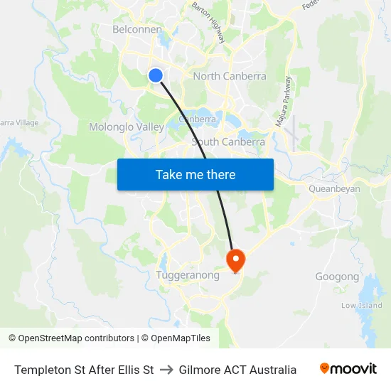 Templeton St After Ellis St to Gilmore ACT Australia map