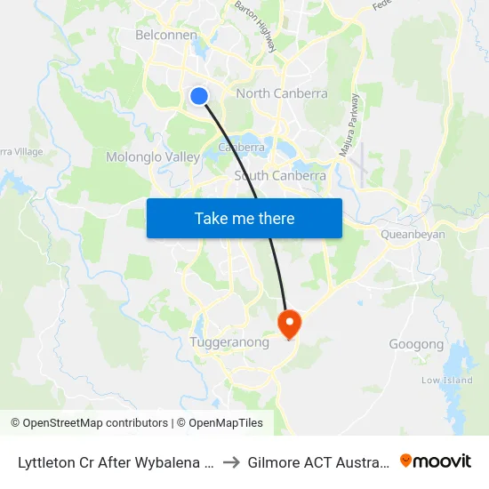 Lyttleton Cr After Wybalena Gr to Gilmore ACT Australia map
