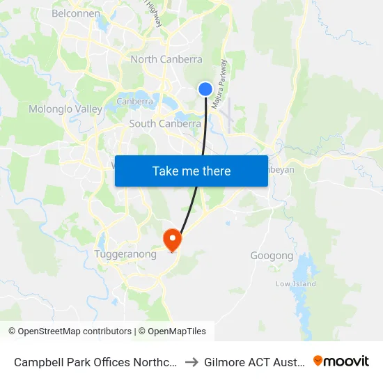 Campbell Park Offices Northcott Dr to Gilmore ACT Australia map