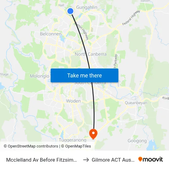 Mcclelland Av Before Fitzsimmons St to Gilmore ACT Australia map