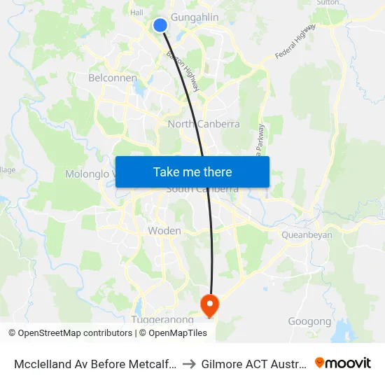 Mcclelland Av Before Metcalfe St to Gilmore ACT Australia map