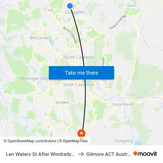 Len Waters St After Windradyne St to Gilmore ACT Australia map