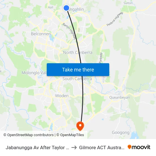 Jabanungga Av After Taylor St to Gilmore ACT Australia map