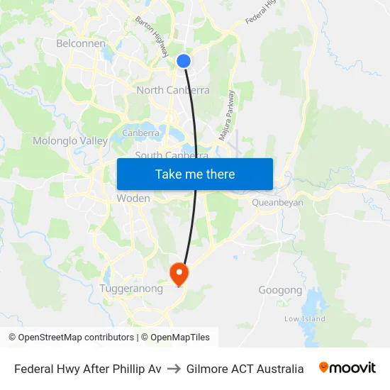 Federal Hwy After Phillip Av to Gilmore ACT Australia map