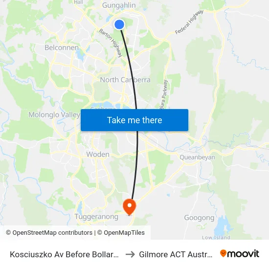 Kosciuszko Av Before Bollard St to Gilmore ACT Australia map