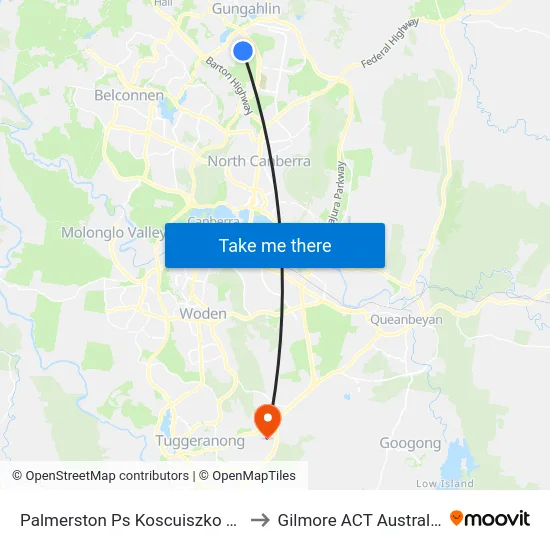Palmerston Ps Koscuiszko Av to Gilmore ACT Australia map