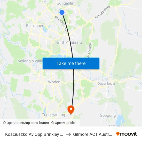 Kosciuszko Av Opp Brinkley Cct to Gilmore ACT Australia map