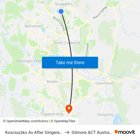 Kosciuszko Av After Gingera St to Gilmore ACT Australia map