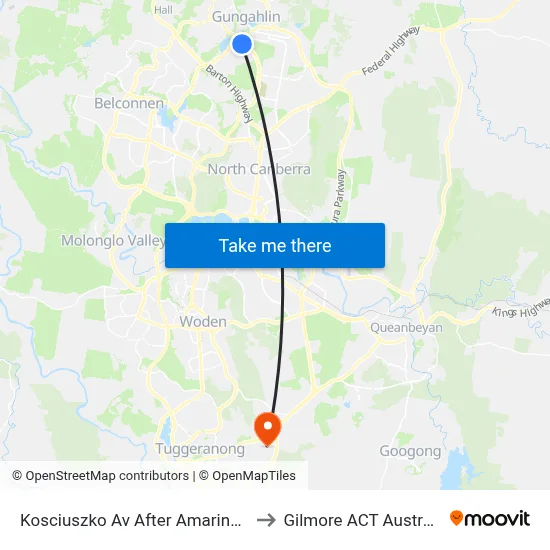 Kosciuszko Av After Amarina St to Gilmore ACT Australia map
