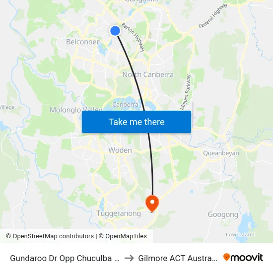 Gundaroo Dr Opp Chuculba Cr to Gilmore ACT Australia map