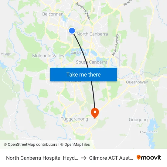 North Canberra Hospital Haydon Dr to Gilmore ACT Australia map