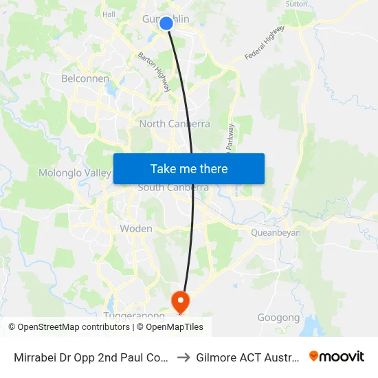 Mirrabei Dr Opp 2nd Paul Coe Cr to Gilmore ACT Australia map