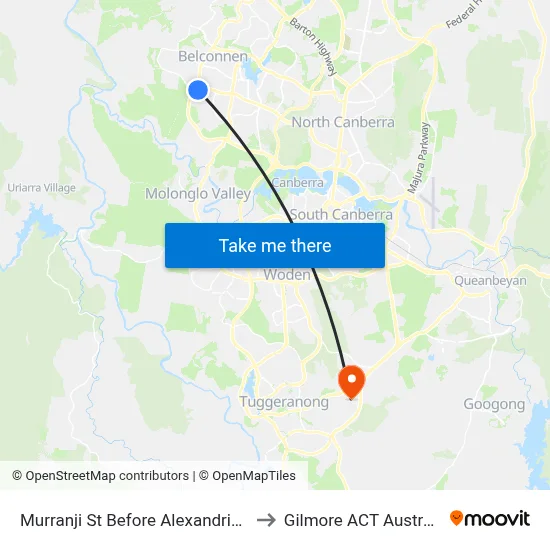 Murranji St Before Alexandria St to Gilmore ACT Australia map