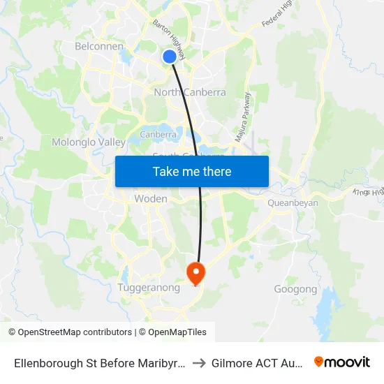 Ellenborough St Before Maribyrnong Av to Gilmore ACT Australia map