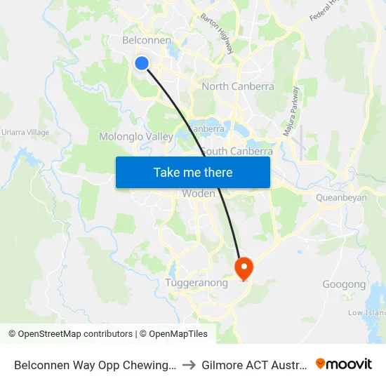 Belconnen Way Opp Chewings St to Gilmore ACT Australia map