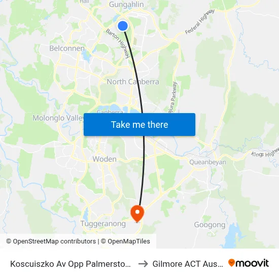 Koscuiszko Av Opp Palmerston Shops to Gilmore ACT Australia map