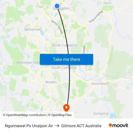 Ngunnawal Ps Unaipon Av to Gilmore ACT Australia map
