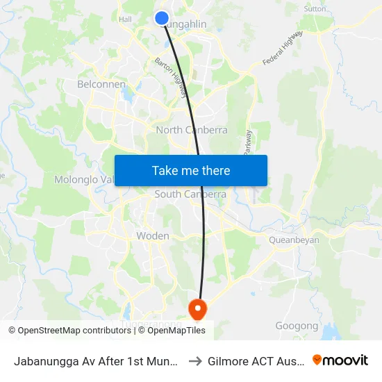 Jabanungga Av After 1st Mundang Cr to Gilmore ACT Australia map