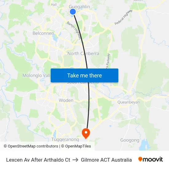 Lexcen Av After Arthaldo Ct to Gilmore ACT Australia map