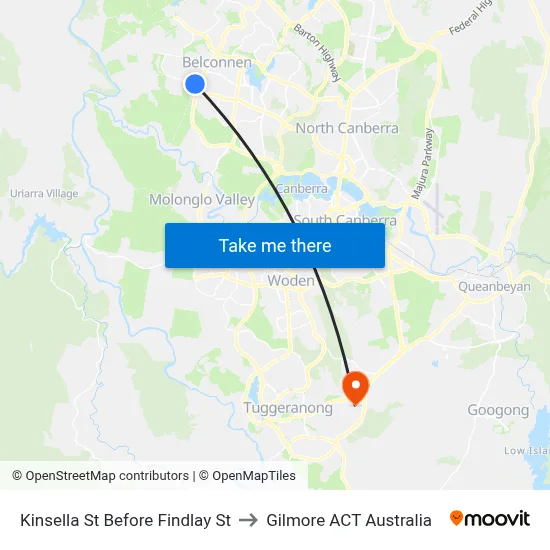 Kinsella St Before Findlay St to Gilmore ACT Australia map