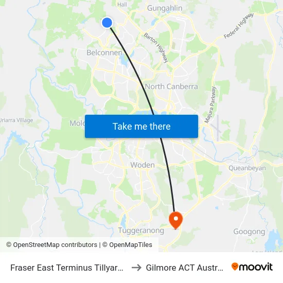 Fraser East Terminus Tillyard Dr to Gilmore ACT Australia map