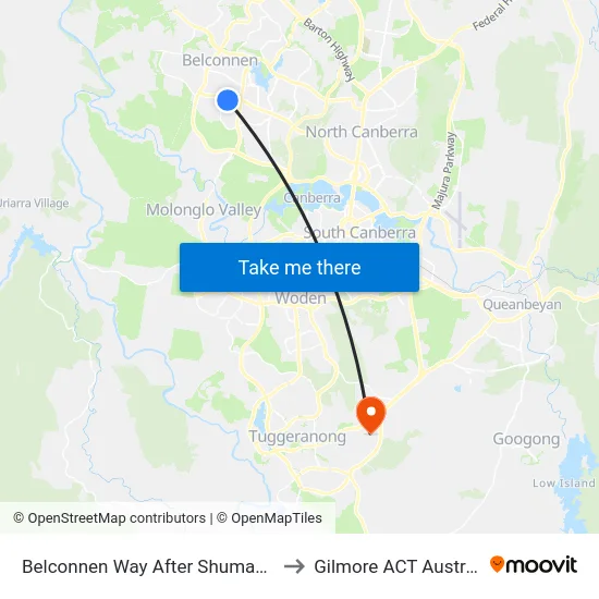 Belconnen Way After Shumack St to Gilmore ACT Australia map