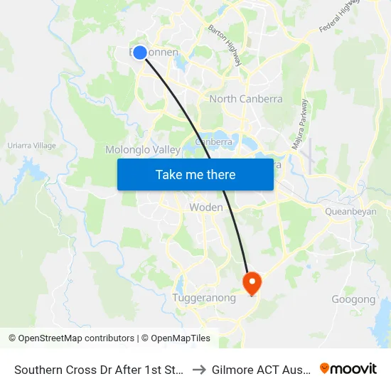 Southern Cross Dr After 1st Starke St to Gilmore ACT Australia map