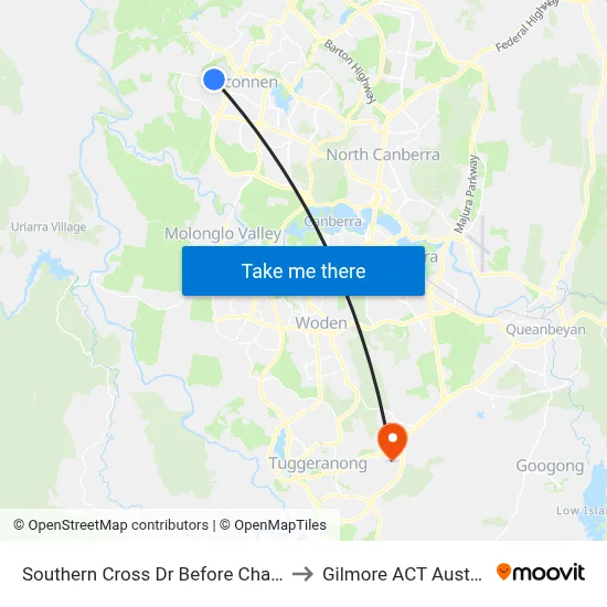 Southern Cross Dr Before Chave St to Gilmore ACT Australia map