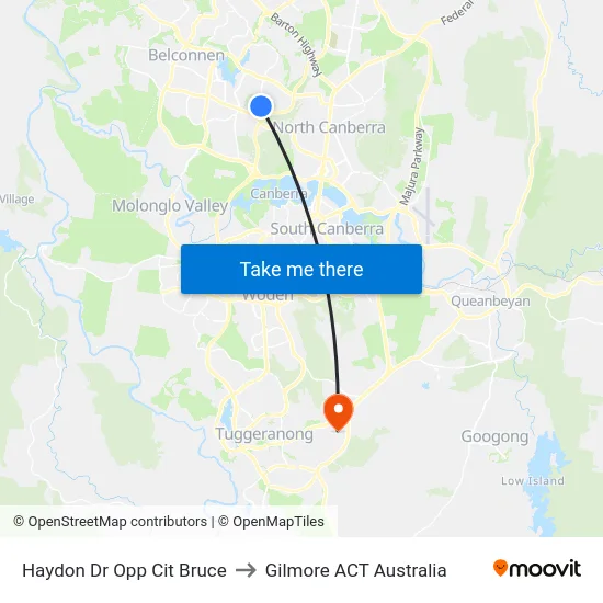 Haydon Dr Opp Cit Bruce to Gilmore ACT Australia map