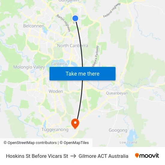 Hoskins St Before Vicars St to Gilmore ACT Australia map