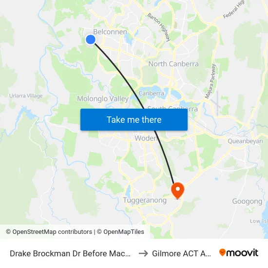 Drake Brockman Dr Before Macnaughton St to Gilmore ACT Australia map