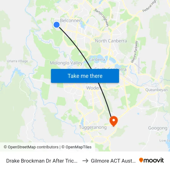 Drake Brockman Dr After Trickett St to Gilmore ACT Australia map