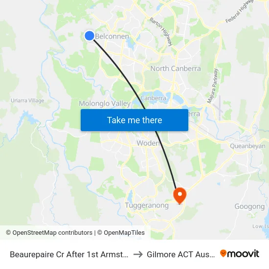 Beaurepaire Cr After 1st Armstrong Cr to Gilmore ACT Australia map