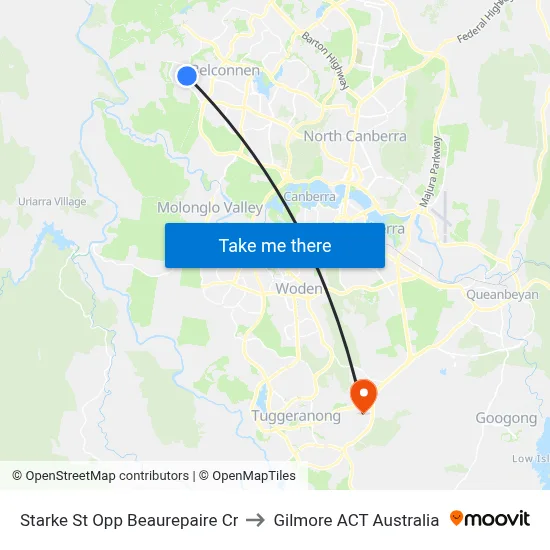 Starke St Opp Beaurepaire Cr to Gilmore ACT Australia map