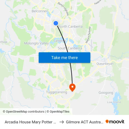 Arcadia House Mary Potter Cct to Gilmore ACT Australia map