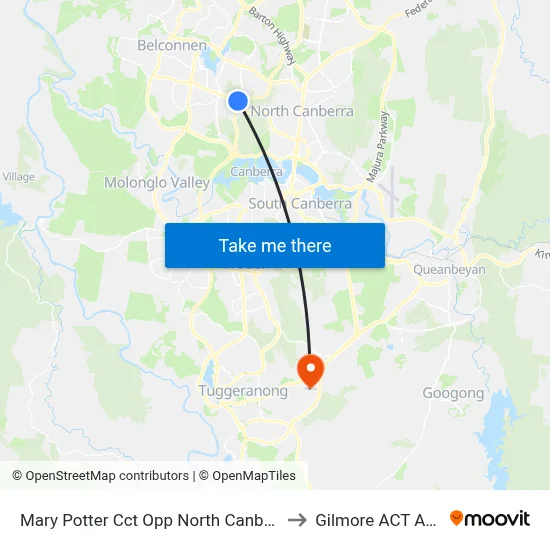 Mary Potter Cct Opp North Canberra Hospital to Gilmore ACT Australia map