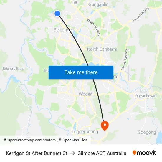 Kerrigan St After Dunnett St to Gilmore ACT Australia map