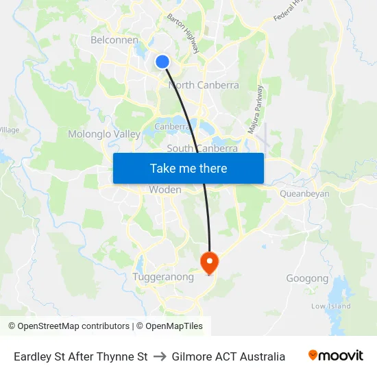 Eardley St After Thynne St to Gilmore ACT Australia map