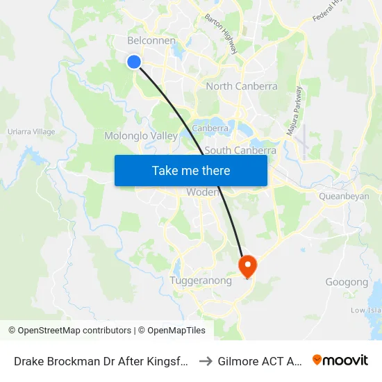 Drake Brockman Dr After Kingsford Smith Dr to Gilmore ACT Australia map
