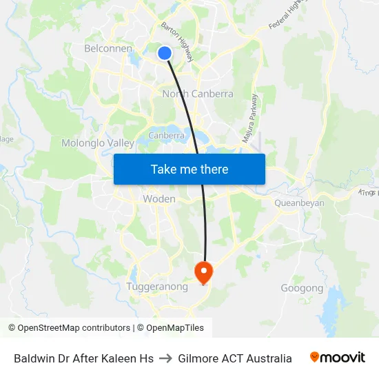 Baldwin Dr After Kaleen Hs to Gilmore ACT Australia map