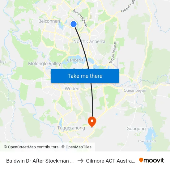 Baldwin Dr After Stockman Av to Gilmore ACT Australia map