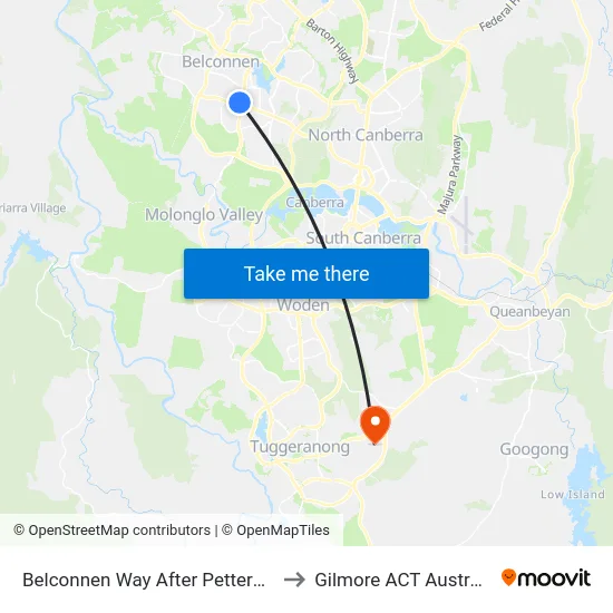 Belconnen Way After Petterd St to Gilmore ACT Australia map