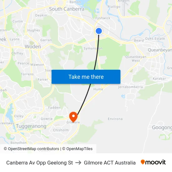 Canberra Av Opp Geelong St to Gilmore ACT Australia map