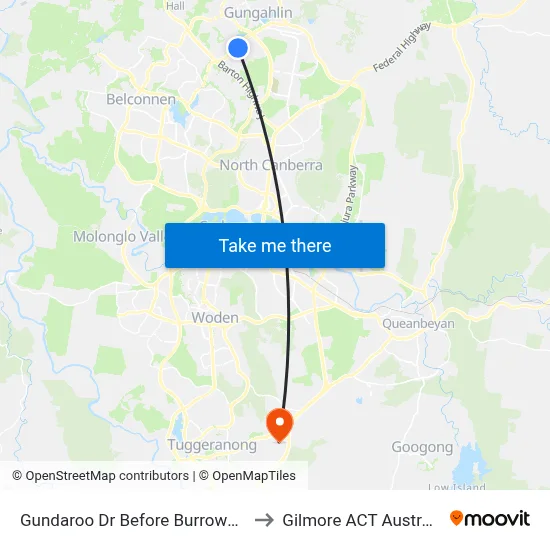 Gundaroo Dr Before Burrowa St to Gilmore ACT Australia map