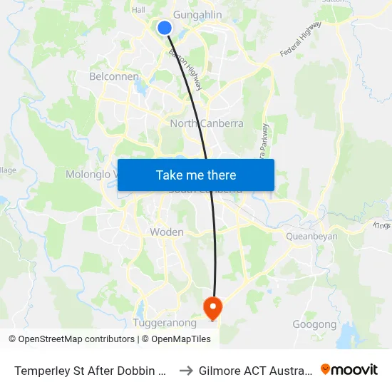 Temperley St After Dobbin Cct to Gilmore ACT Australia map