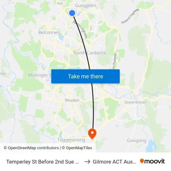 Temperley St Before 2nd Sue Geh Cct to Gilmore ACT Australia map