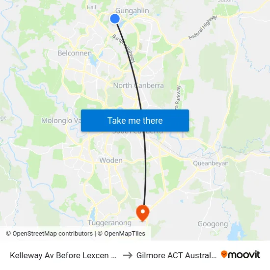 Kelleway Av Before Lexcen Av to Gilmore ACT Australia map