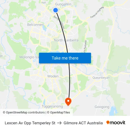 Lexcen Av Opp Temperley St to Gilmore ACT Australia map