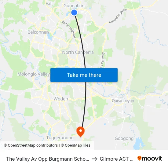 The Valley Av Opp Burgmann School Valley Campus to Gilmore ACT Australia map