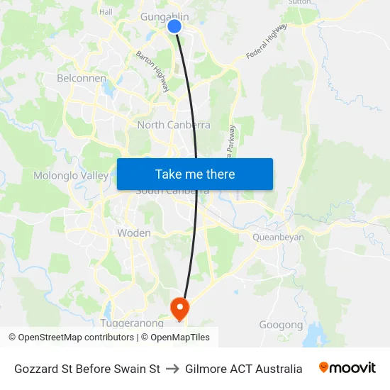 Gozzard St Before Swain St to Gilmore ACT Australia map
